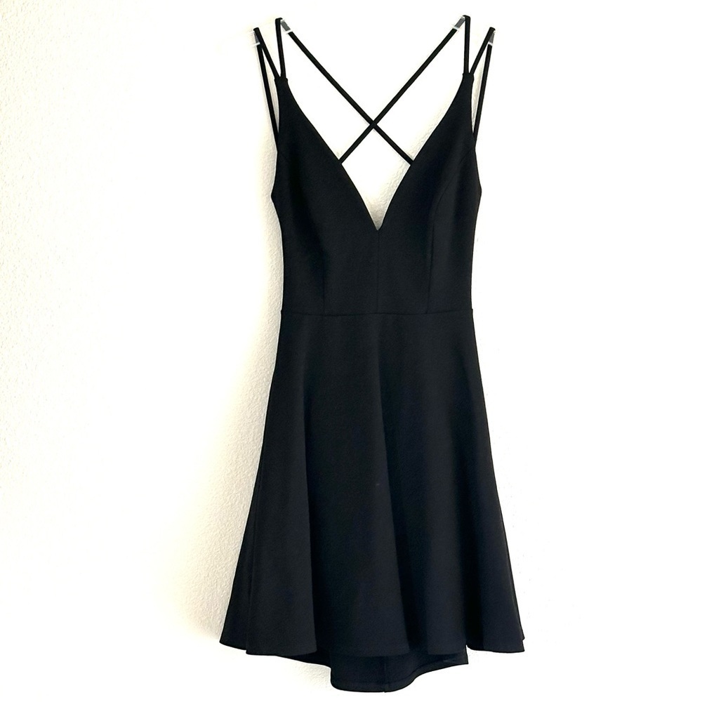 Lulus Believe in Love Black Strappy Backless Skater Dress
